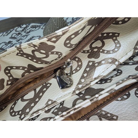 Kathy Van Zeeland Y2K Carry On Crown Duffel Bag Suitcase Vintage Gold/Cream - Picture 15 of 16